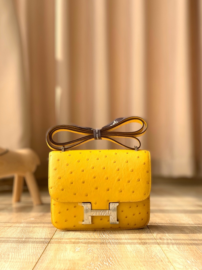 Hermes constance系列 愛馬仕康康包 純手工定制鴕鳥皮 太陽黃