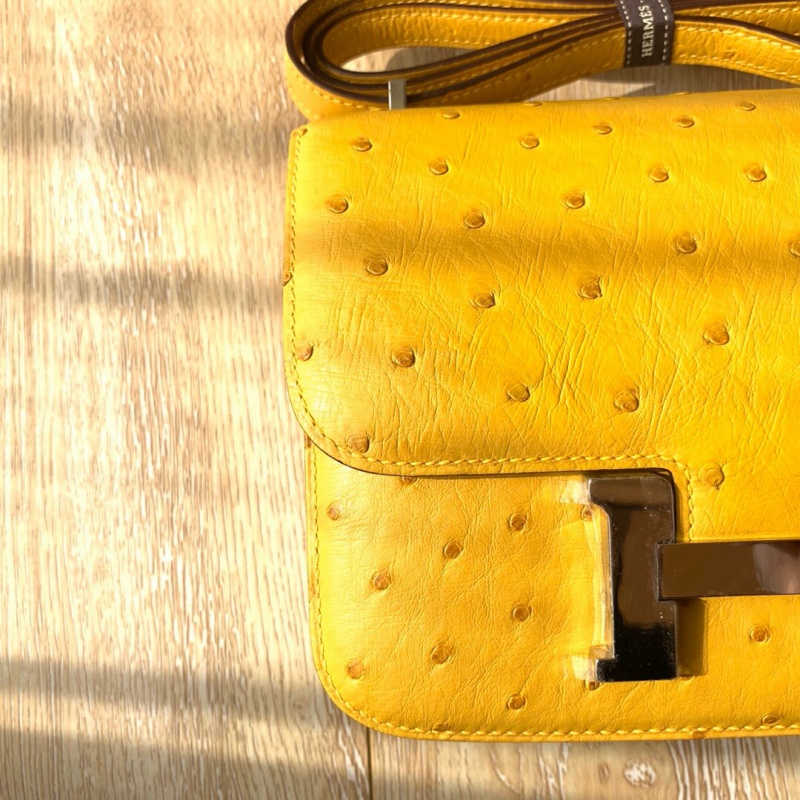 Hermes constance系列 愛馬仕康康包 純手工定制鴕鳥皮 太陽黃