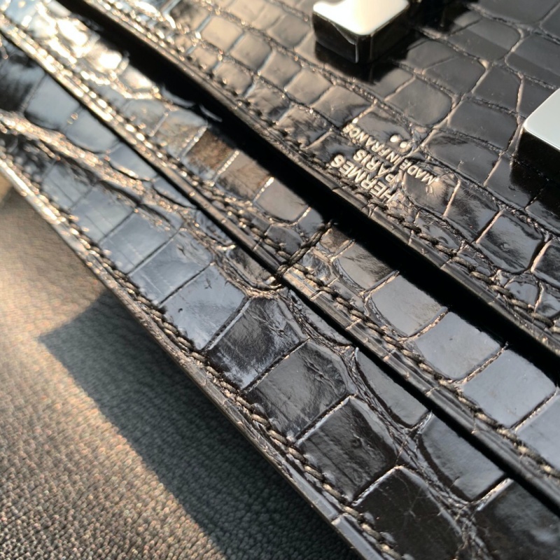 Hermes錢包 愛馬仕Constance大康錢包 純手工頂級美洲鱷魚皮 黑色