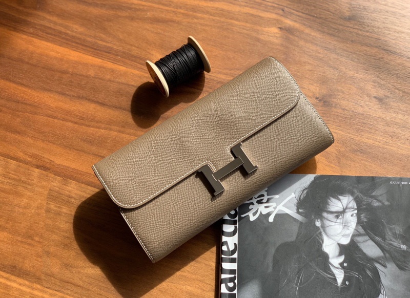 Hermes錢包 愛馬仕Constance大康錢包 純手工頂級Epsom皮 大象灰