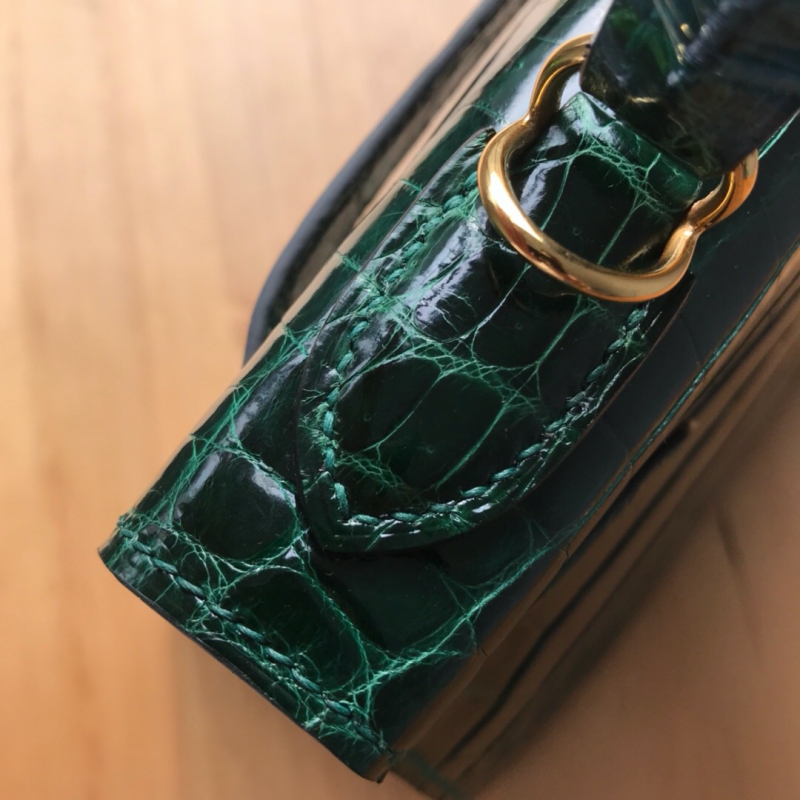 愛馬仕Hermes Kelly系列 凱莉包 純手工定制版 28cm 鱷魚皮 祖母綠