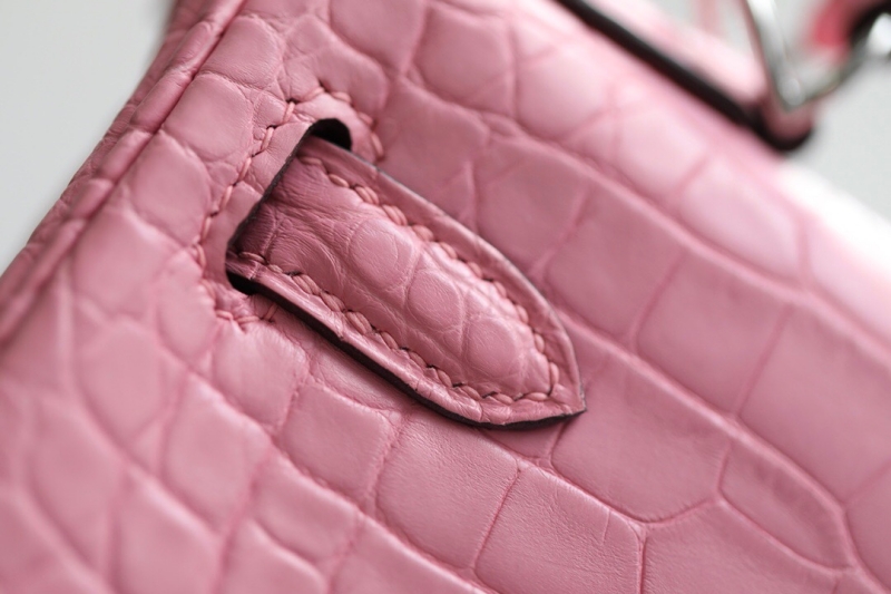 愛馬仕Hermes Kelly系列 凱莉包 純手工定制版 25cm 鱷魚皮 櫻花粉
