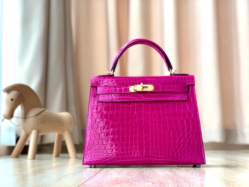 愛馬仕Hermes Kelly系列 凱莉包25cm 鱷魚皮 純手工定制版 夜譚紫