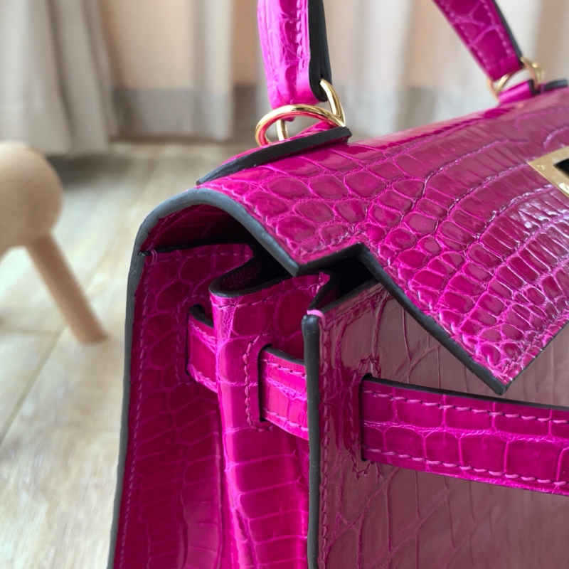 愛馬仕Hermes Kelly系列 凱莉包25cm 鱷魚皮 純手工定制版 夜譚紫