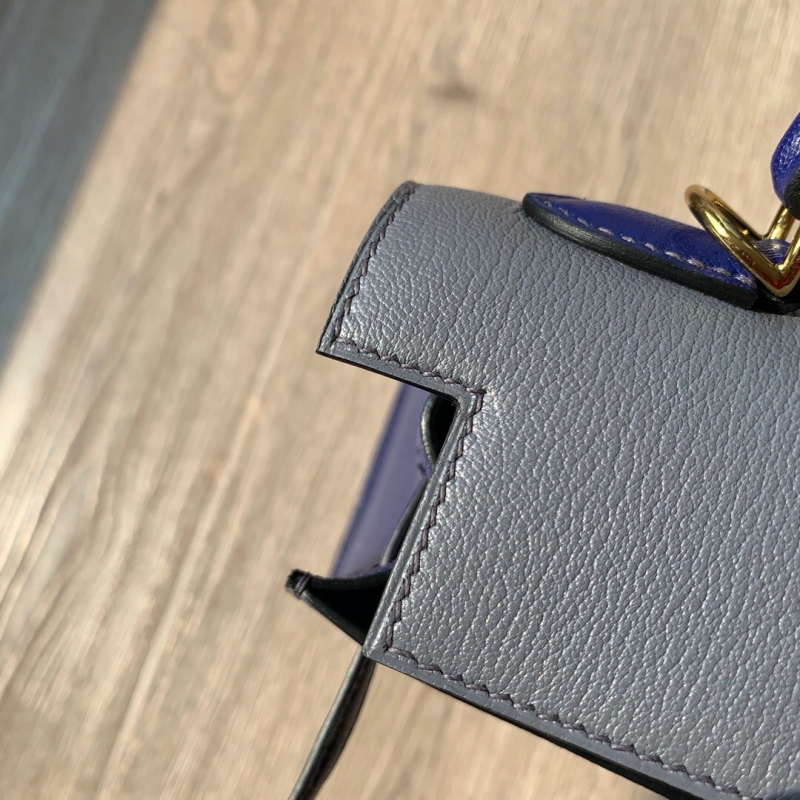 愛馬仕Hermes Kelly系列凱莉包25 Epsom皮手掌紋 純手工定制版 瑪瑙灰