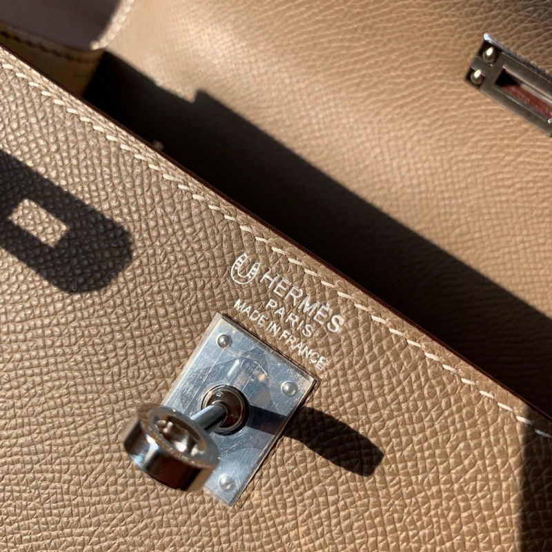 愛馬仕Hermes Kelly系列凱莉包25 Epsom皮手掌紋 純手工定制版 大象灰