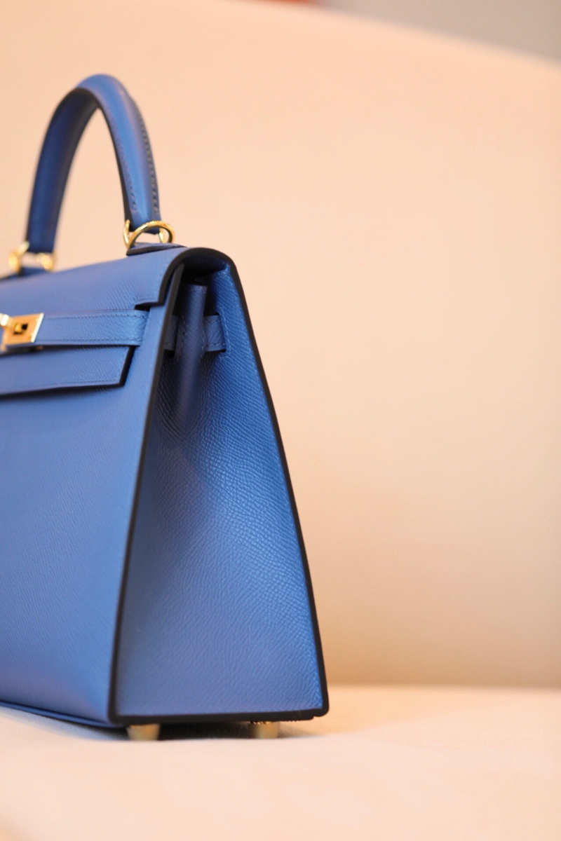 愛馬仕Hermes Kelly系列凱莉包25 Togo小牛皮 純手工定制版 瑪瑙藍