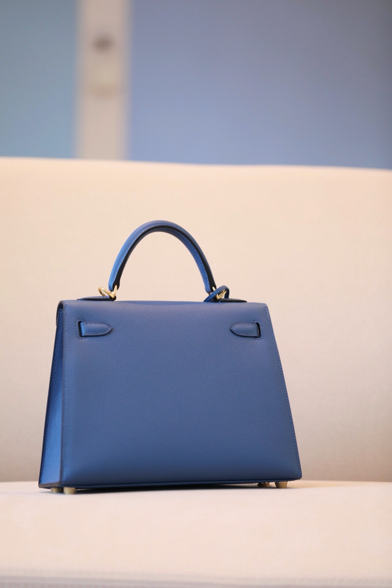愛馬仕Hermes Kelly系列凱莉包25 Togo小牛皮 純手工定制版 瑪瑙藍