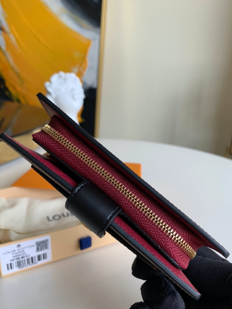 N60381 LV JULIETTE 錢夾 Damier Ebene 涂層帆布錢包 酒紅色