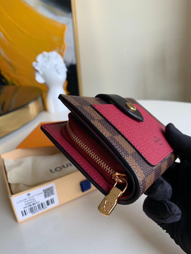 N60381 LV JULIETTE 錢夾 Damier Ebene 涂層帆布錢包 酒紅色