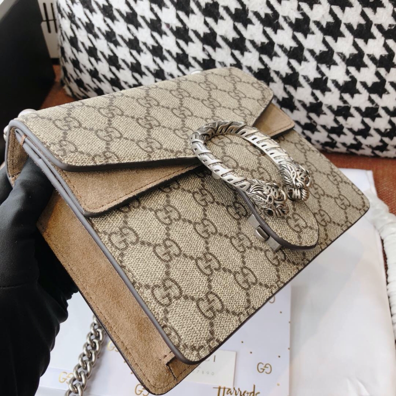 421970 Gucci Dionysus系列高級人造帆布肩背包 Gucci酒神包 古馳鏈條包 棕色
