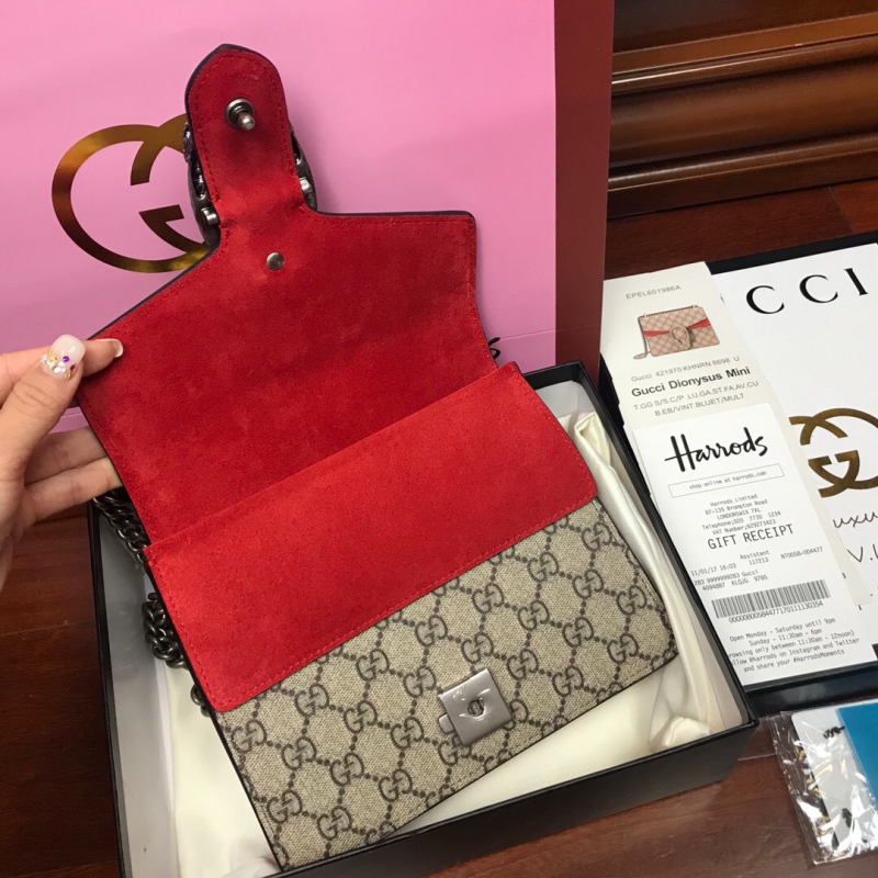 421970 Gucci Dionysus系列高級人造帆布肩背包 Gucci酒神包 紅色