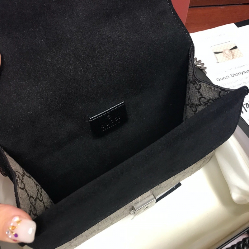 421970 Gucci Dionysus系列高級人造帆布肩背包 Gucci酒神包 黑色