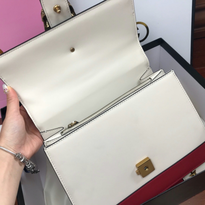 448075 Gucci Dionysus 系列皮革手提包 Gucci竹節酒神包 白色