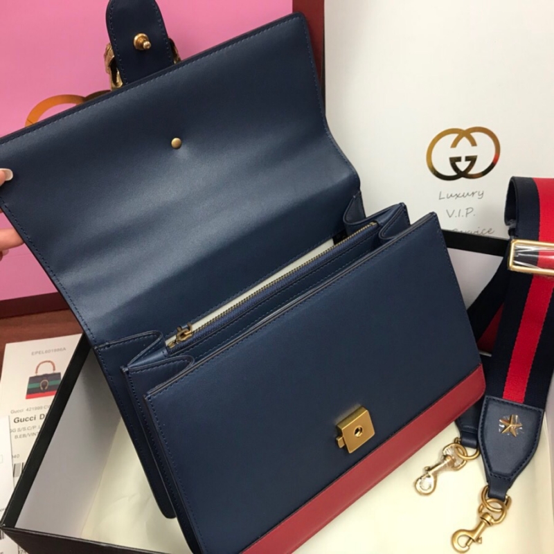 448075 Gucci Dionysus 系列皮革手提包 Gucci竹節酒神包 藍色