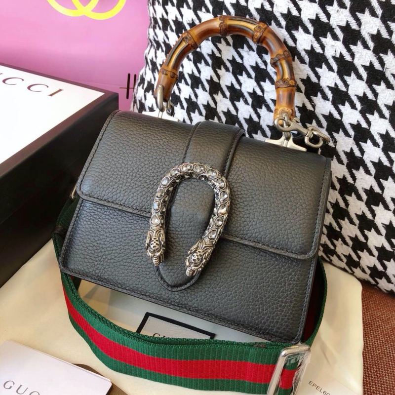 448075 Gucci Dionysus 系列皮革手提包 Gucci竹節酒神包 黑色
