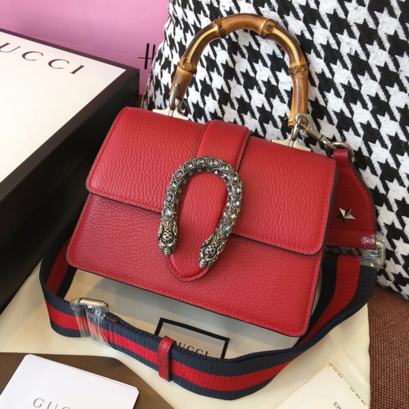 448075 GUCCI Dionysus 系列 皮革 竹節提手 Gucci酒神包 芙蓉紅
