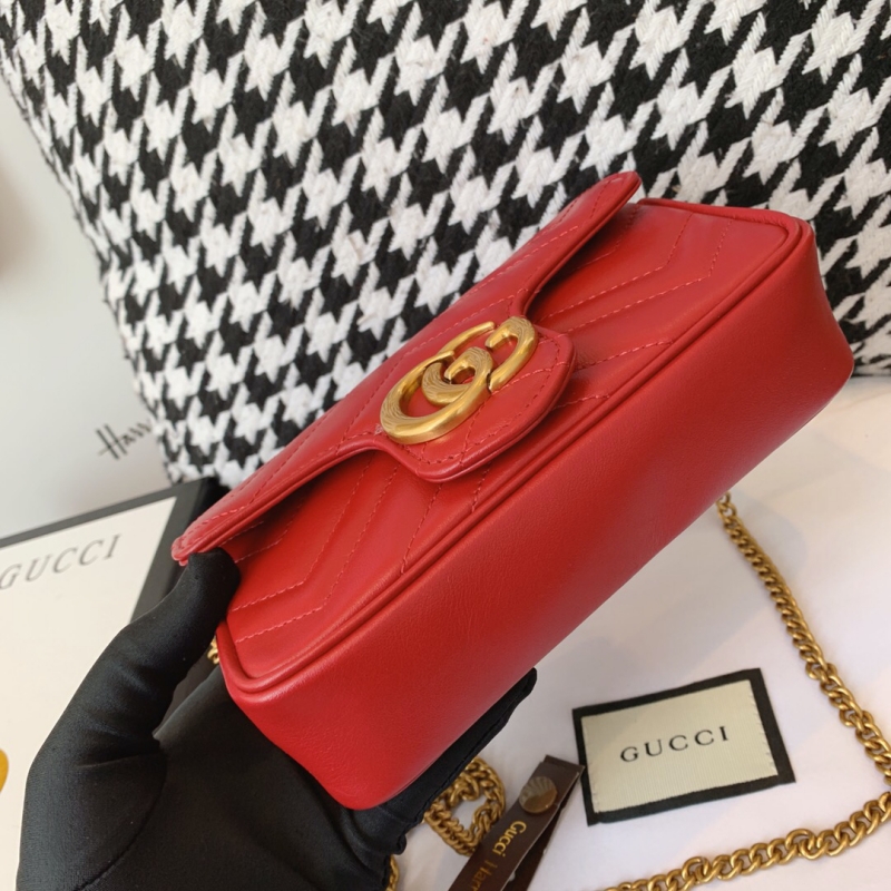 476433 Gucci GG Marmont系列絎縫皮革超迷你手袋 芙蓉紅