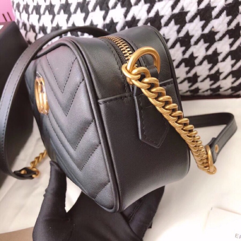 448065 Gucci GG Marmont系列絎縫迷你手袋 古馳相機包 黑色