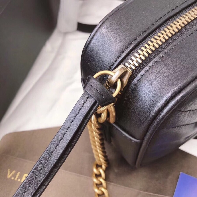 448065 Gucci GG Marmont系列絎縫迷你手袋 古馳相機包 黑色