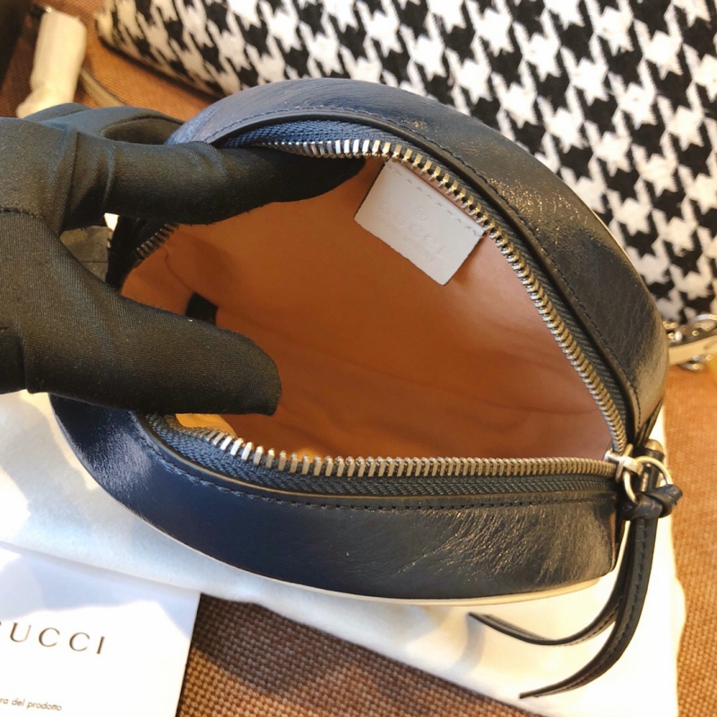 550154 Gucci GG Marmont系列圓形迷你肩背包 古馳圓餅包 藍色