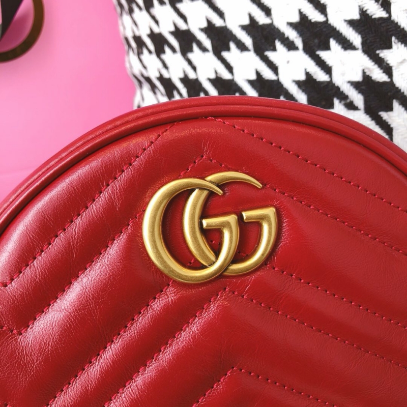 550154 Gucci GG Marmont系列圓形迷你肩背包 古馳圓餅包 紅色