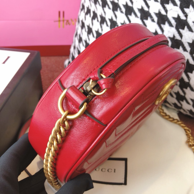 550154 Gucci GG Marmont系列圓形迷你肩背包 古馳圓餅包 紅色