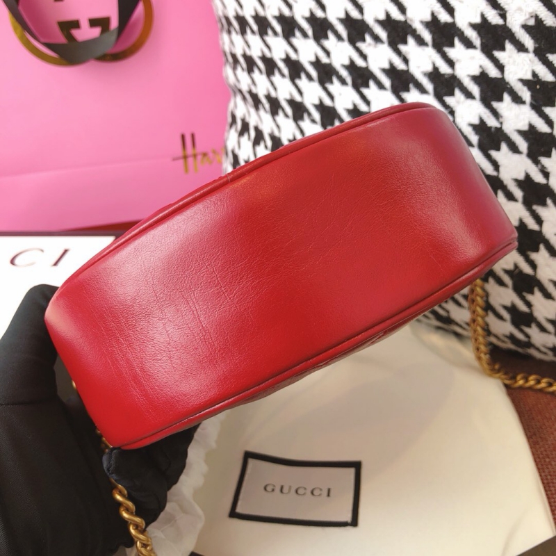 550154 Gucci GG Marmont系列圓形迷你肩背包 古馳圓餅包 紅色