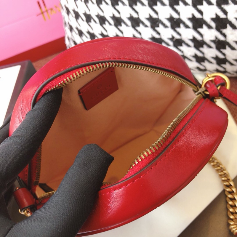 550154 Gucci GG Marmont系列圓形迷你肩背包 古馳圓餅包 紅色