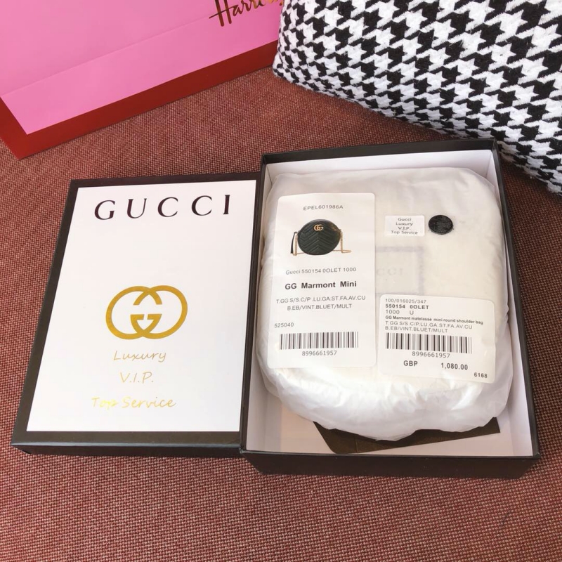 550154 Gucci GG Marmont系列圓形迷你肩背包 古馳圓餅包 紅色