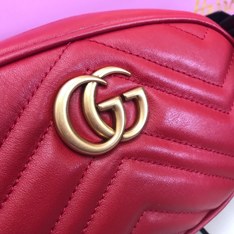 476434 Gucci GG Marmont系列絎縫皮革腰包 古馳腰包 紅色