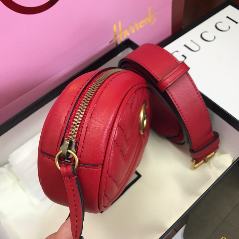 476434 Gucci GG Marmont系列絎縫皮革腰包 古馳腰包 紅色