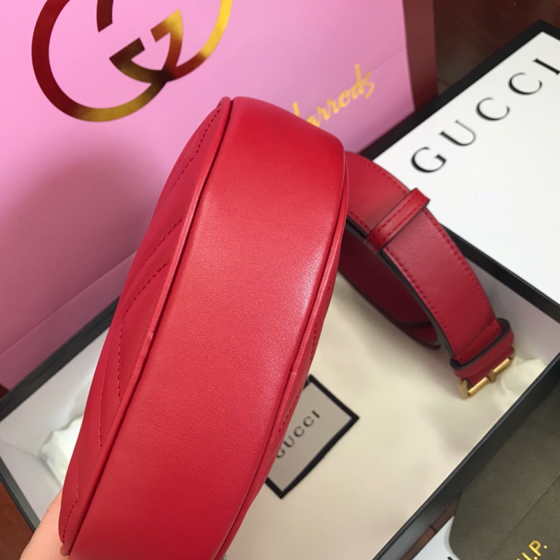 476434 Gucci GG Marmont系列絎縫皮革腰包 古馳腰包 紅色