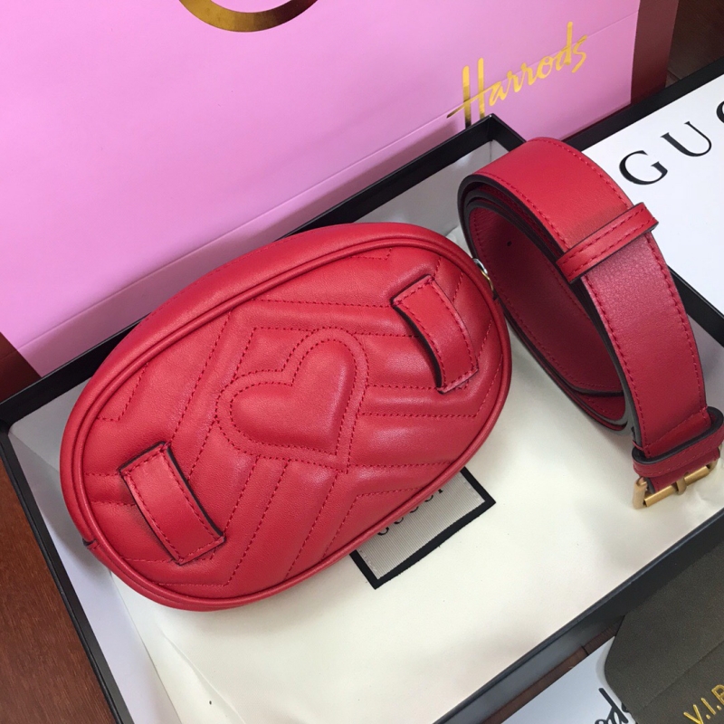 476434 Gucci GG Marmont系列絎縫皮革腰包 古馳腰包 紅色