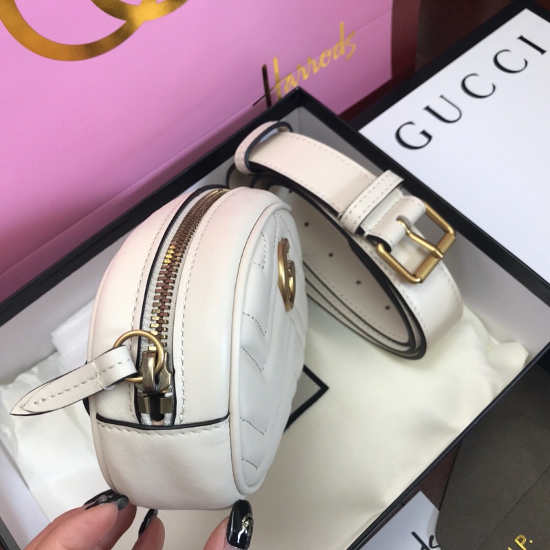 476434 Gucci GG Marmont系列絎縫皮革腰包 古馳腰包 白色