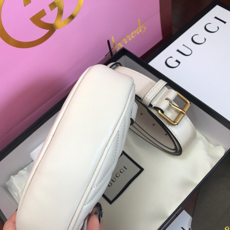 476434 Gucci GG Marmont系列絎縫皮革腰包 古馳腰包 白色