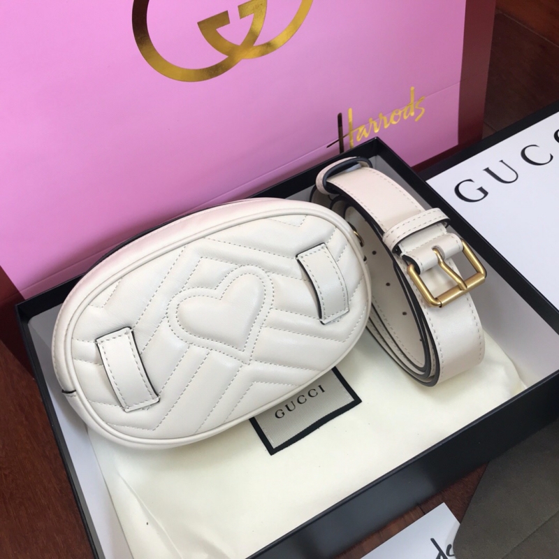476434 Gucci GG Marmont系列絎縫皮革腰包 古馳腰包 白色
