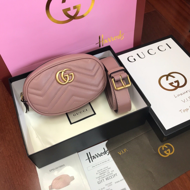 476434 Gucci GG Marmont系列絎縫皮革腰包 古馳腰包 裸色