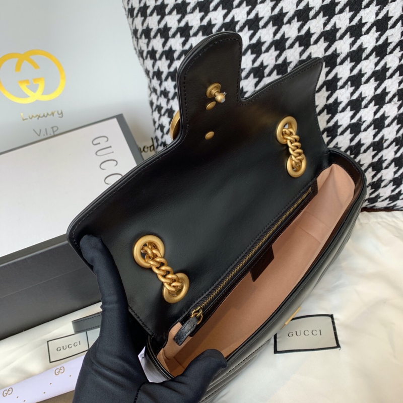 443497 Gucci GG Marmont系列小號絎縫肩背包 Gucci酒神包 黑色
