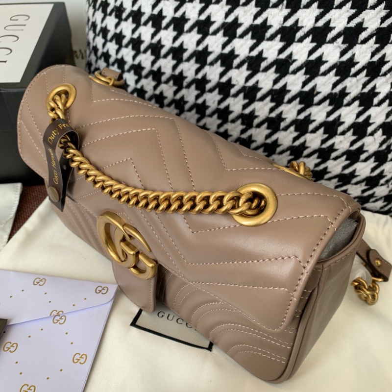 443497 Gucci GG Marmont系列小號絎縫肩背包 Gucci酒神包 裸色