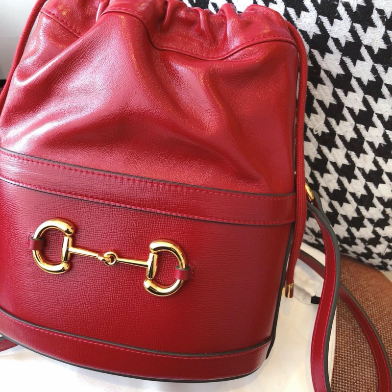 602118 Gucci Gucci 馬銜扣1955系列水桶包 古馳水桶包 紅色