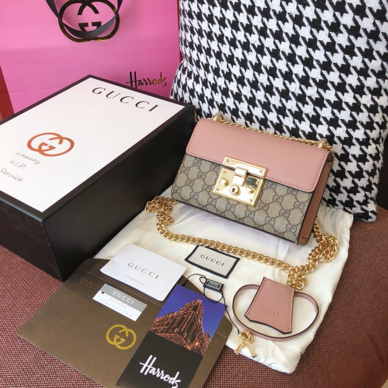 409487 Gucci Padlock系列小號GG肩背包 古馳單肩包 粉色