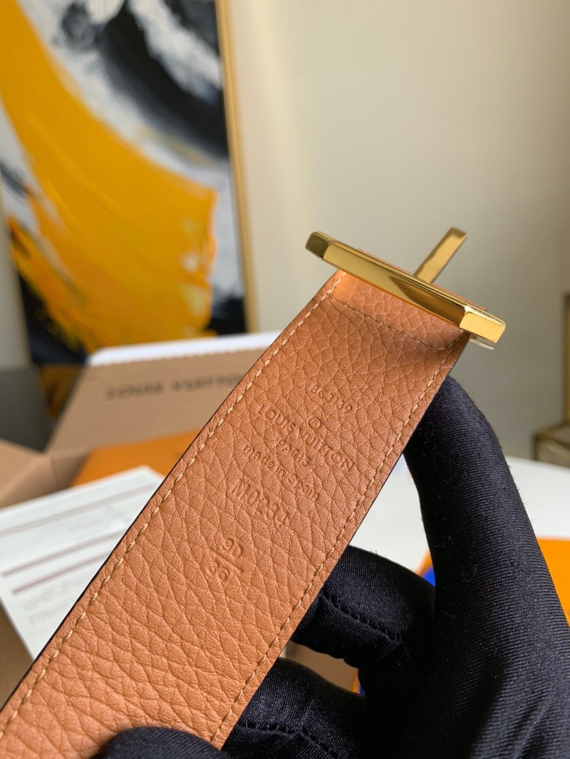 M0231T LV STAPLES 雙面腰帶 LV方形搭扣男士皮帶 藍色