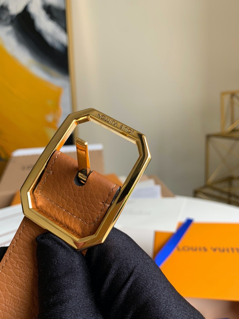 M0231T LV STAPLES 雙面腰帶 LV方形搭扣男士皮帶 藍色