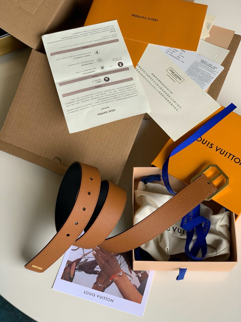 M0231T LV STAPLES 雙面腰帶 LV方形搭扣男士皮帶 藍色