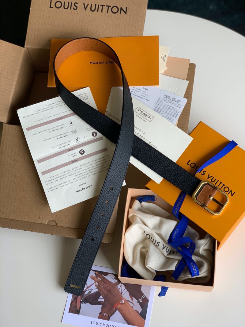 M0231T LV STAPLES 雙面腰帶 LV方形搭扣男士皮帶 藍色