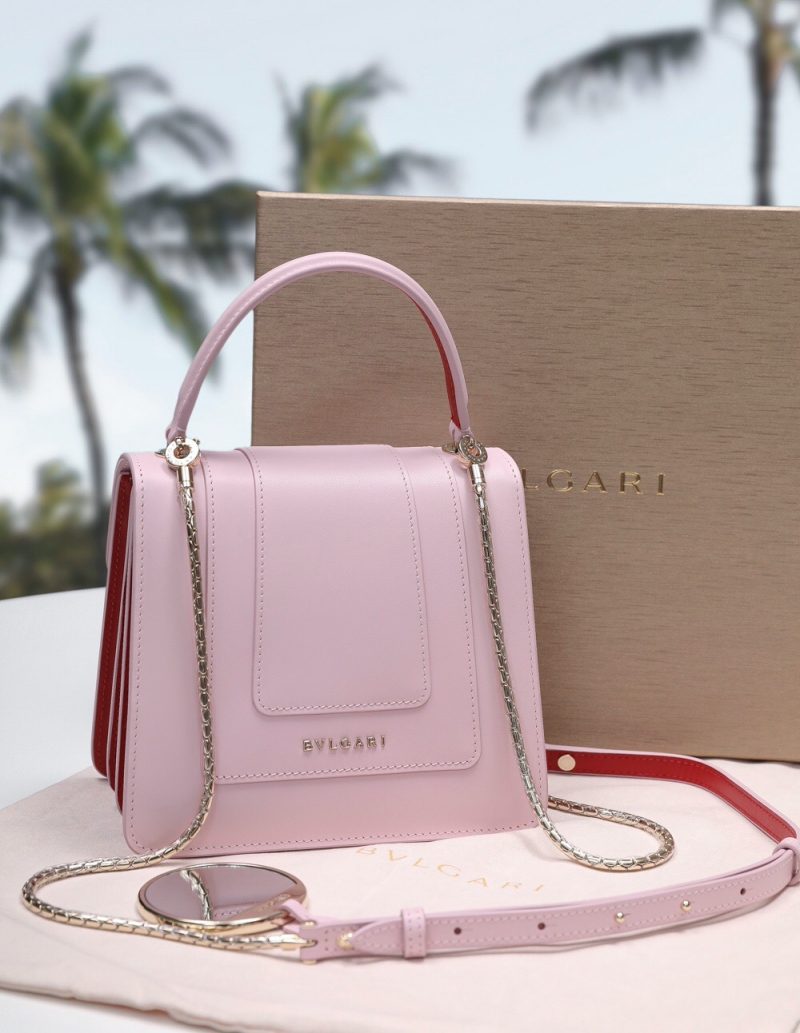Bvlagari寶格麗 Serpenti Forever系列翻蓋女包 寶格麗手提蛇頭包 粉色
