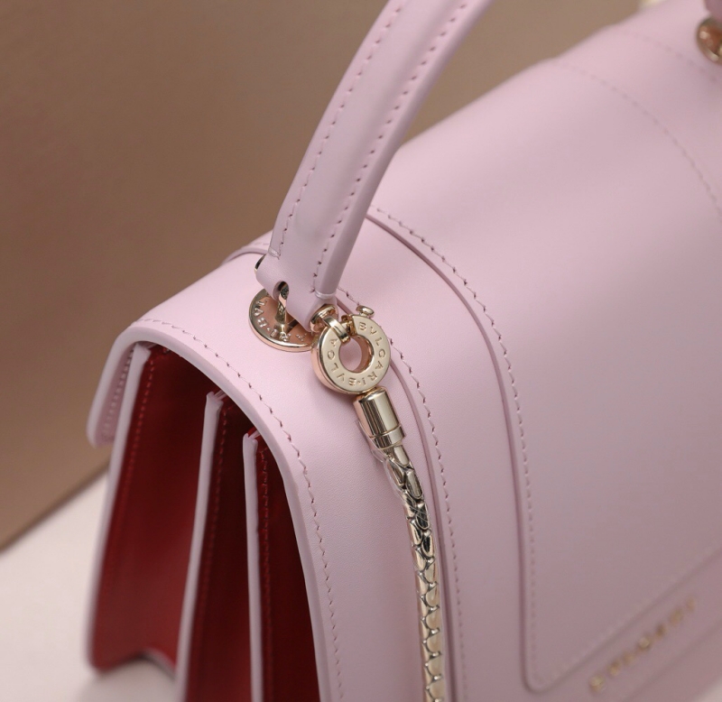 Bvlagari寶格麗 Serpenti Forever系列翻蓋女包 寶格麗手提蛇頭包 粉色