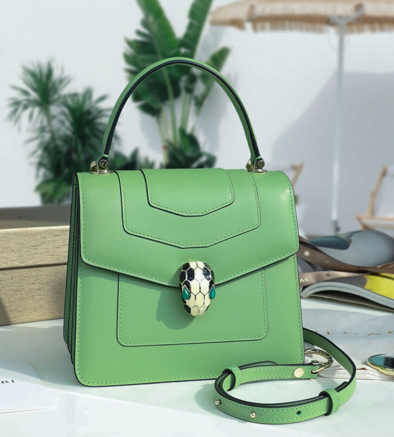 Bvlagari寶格麗 Serpenti Forever系列翻蓋女包 寶格麗手提蛇頭包 綠色