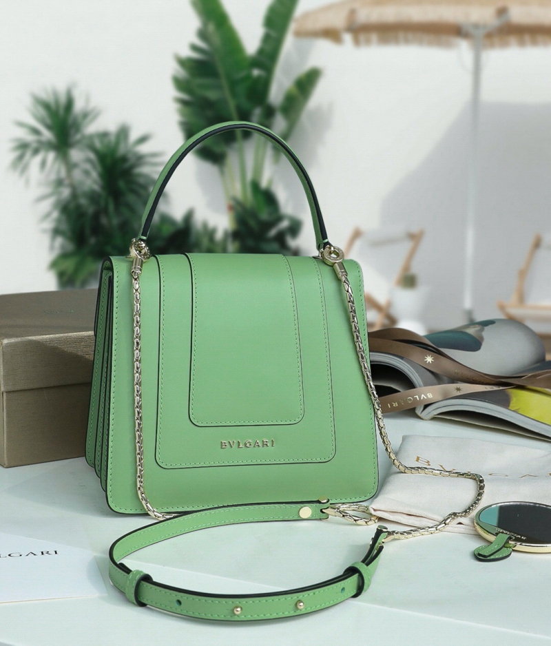 Bvlagari寶格麗 Serpenti Forever系列翻蓋女包 寶格麗手提蛇頭包 綠色